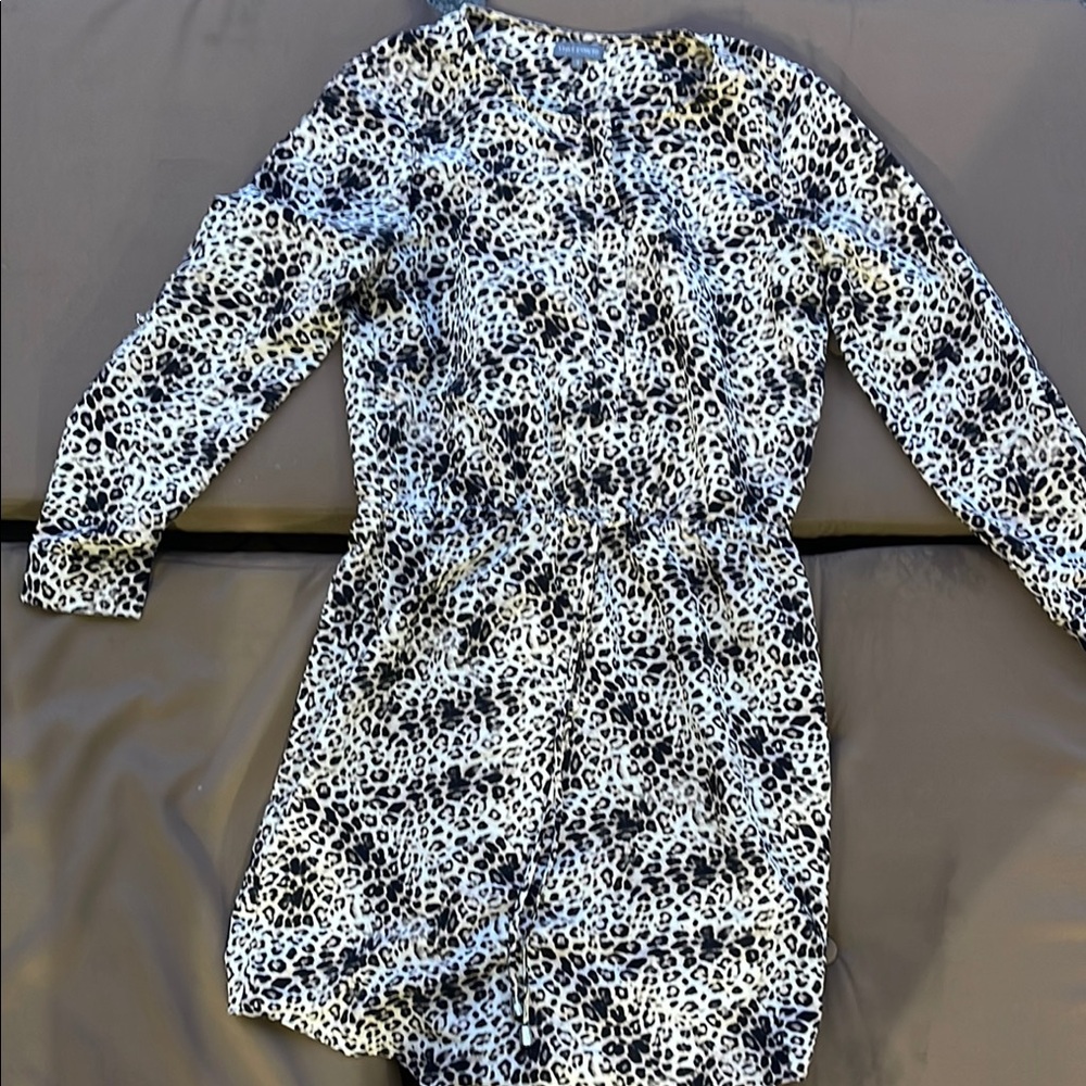 3/$15 Black and White Sheath Dress with Cuffed Long Sleeves